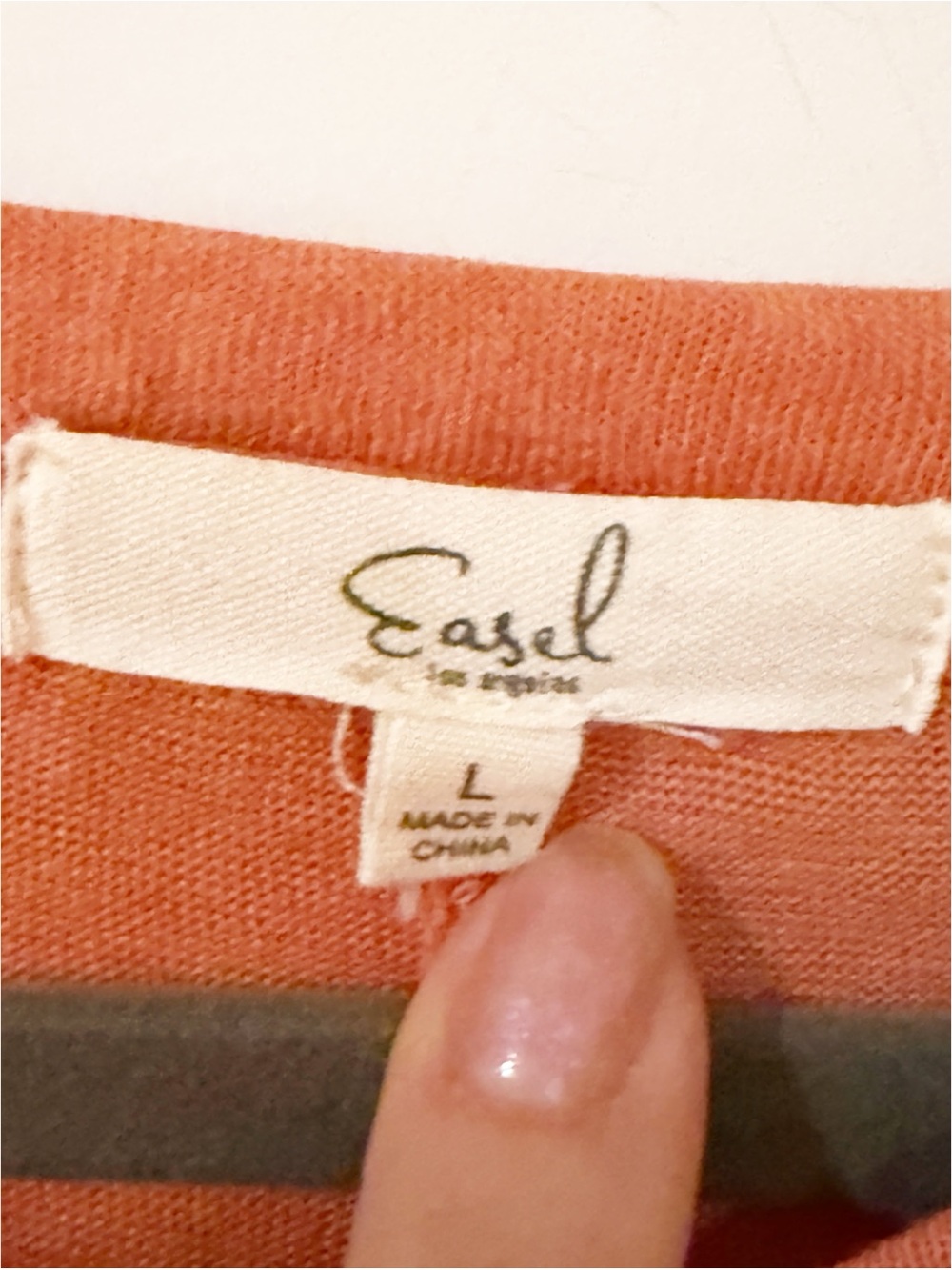 Easel Rust Orange Lace Trim Long Sleeve Top Size L - Picture 5 of 8